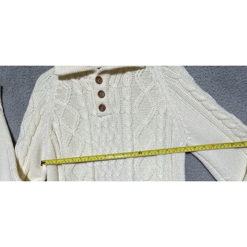 Vintage Sweater Emporium White Ivory Cream Cable Knit Fisherman Chunky Cozy - Picture 5 of 13